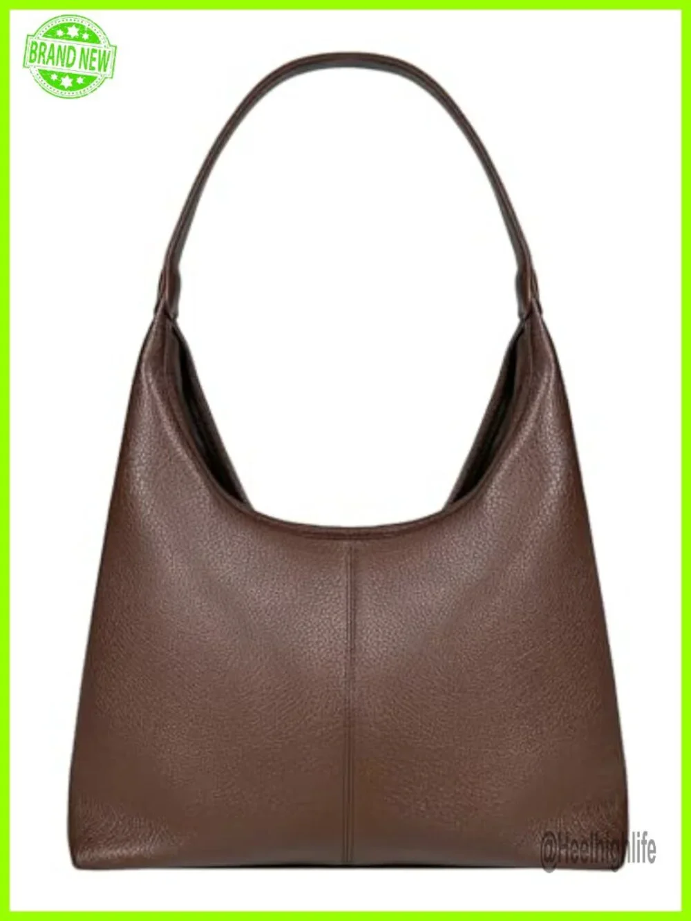 Vegan Leather Slouchy Hobo Bag with Zip Pouch & Key Leash